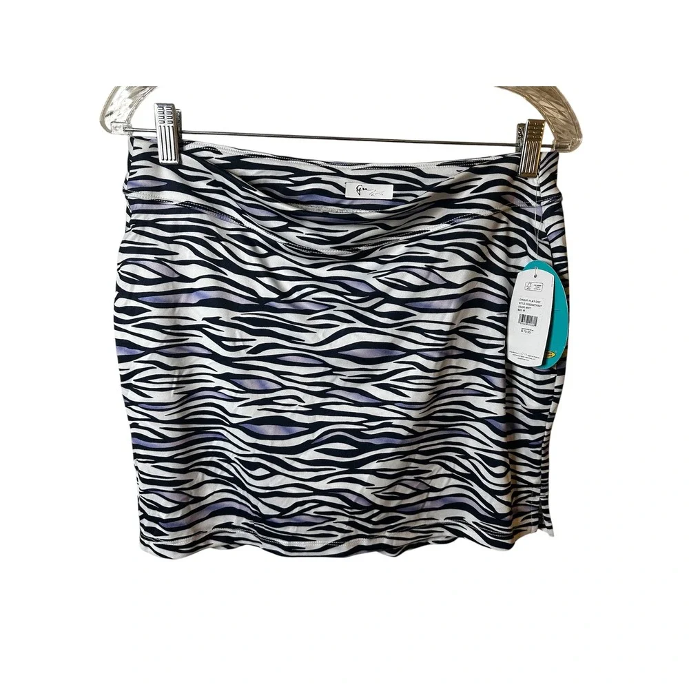 NWT‎ Greg Norman Zebra Print Skort M White Black Purple